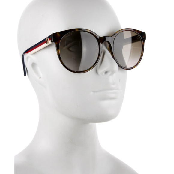 Gucci GG Logo Ophidia Red White Blue Round Sunglasses Tortoiseshell Gradient - Picture 9 of 12